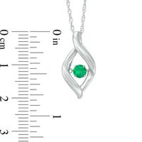 Unstoppable Love™ 4.0mm Lab-Created Emerald Ribbon Flame Pendant in Sterling Silver|Peoples Jewellers