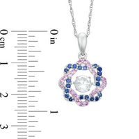 Unstoppable Love™ Lab-Created White, Blue and Pink Sapphire Woven Wreath Pendant in Sterling Silver|Peoples Jewellers