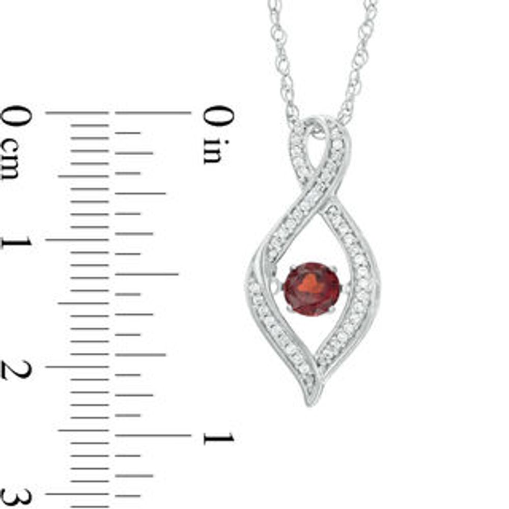 Unstoppable Love™ 4.5mm Garnet and 0.11 CT. T.W. Diamond Infinity Flame Pendant in Sterling Silver|Peoples Jewellers