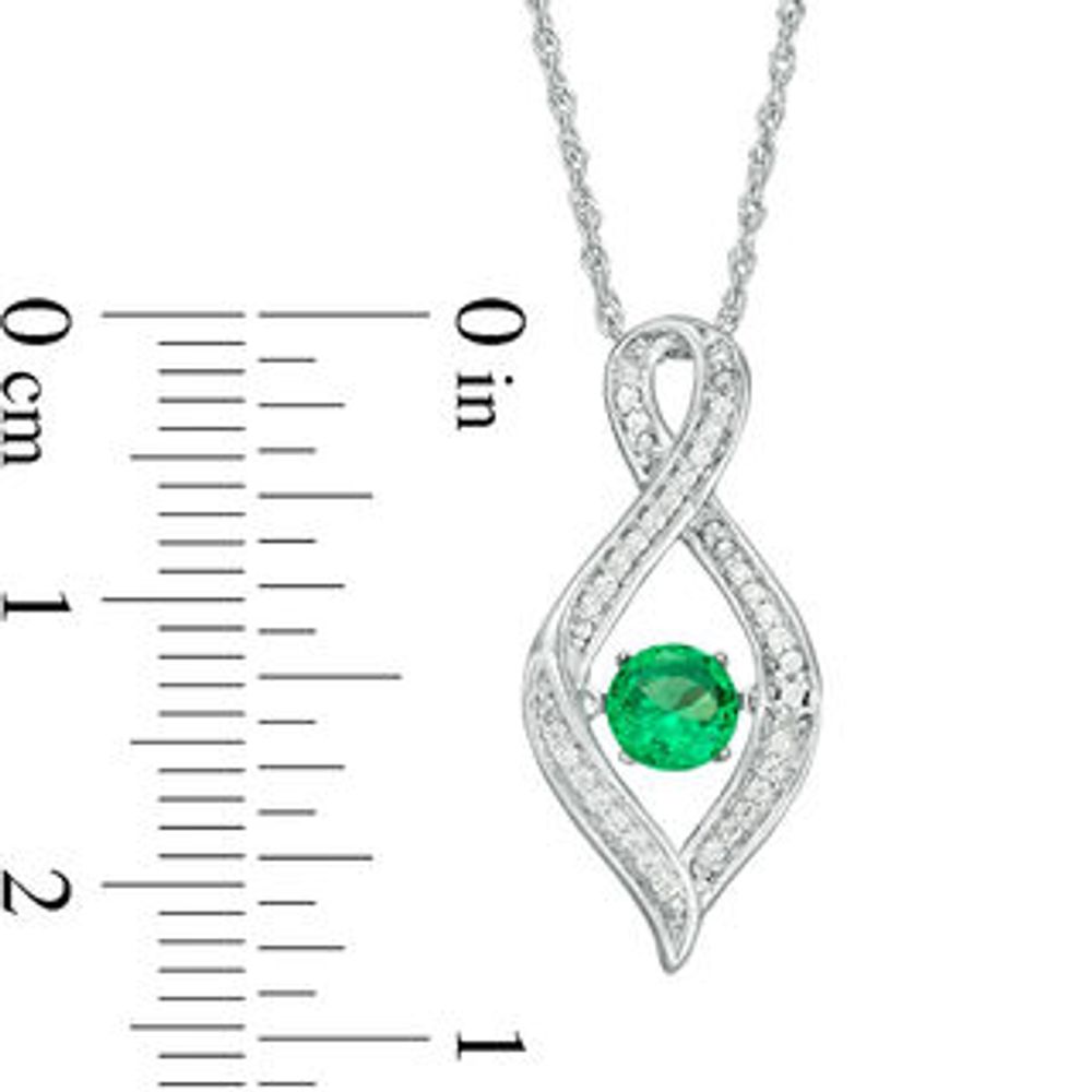 Unstoppable Love™ 4.5mm Lab-Created Emerald and 0.11 CT. T.W. Diamond Infinity Flame Pendant in Sterling Silver|Peoples Jewellers