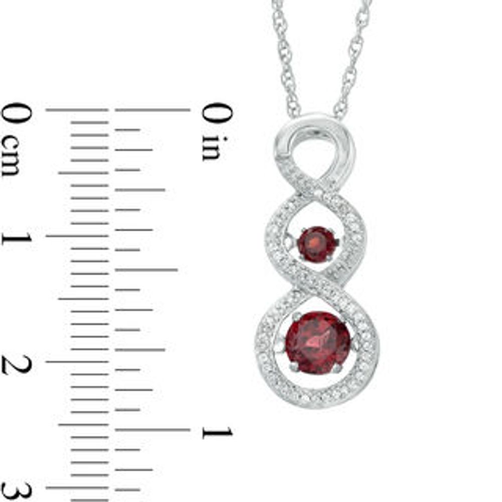 Unstoppable Love™ Garnet and 0.11 CT. T.W. Diamond Cascading Infinity Pendant in Sterling Silver|Peoples Jewellers