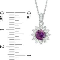 6.0mm Lab-Created Amethyst and White Sapphire Floral Frame Pendant in Sterling Silver|Peoples Jewellers