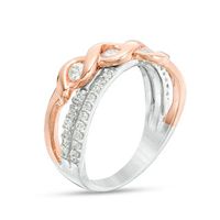 0.45 CT. T.W. Diamond Three Stone Twist Crossover Multi-Row Ring in 10K Two-Tone Gold|Peoples Jewellers