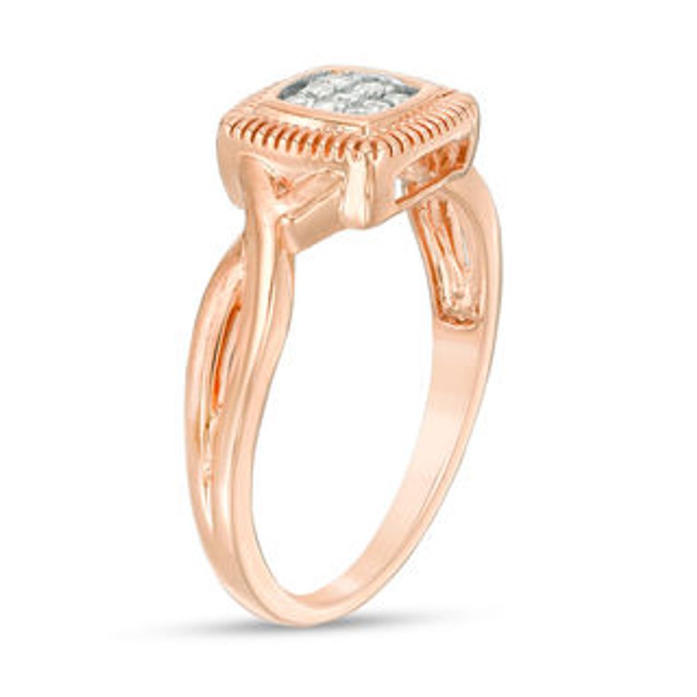 0.065 CT. T.W. Multi-Diamond Square Twist Promise Ring in 10K Rose Gold|Peoples Jewellers