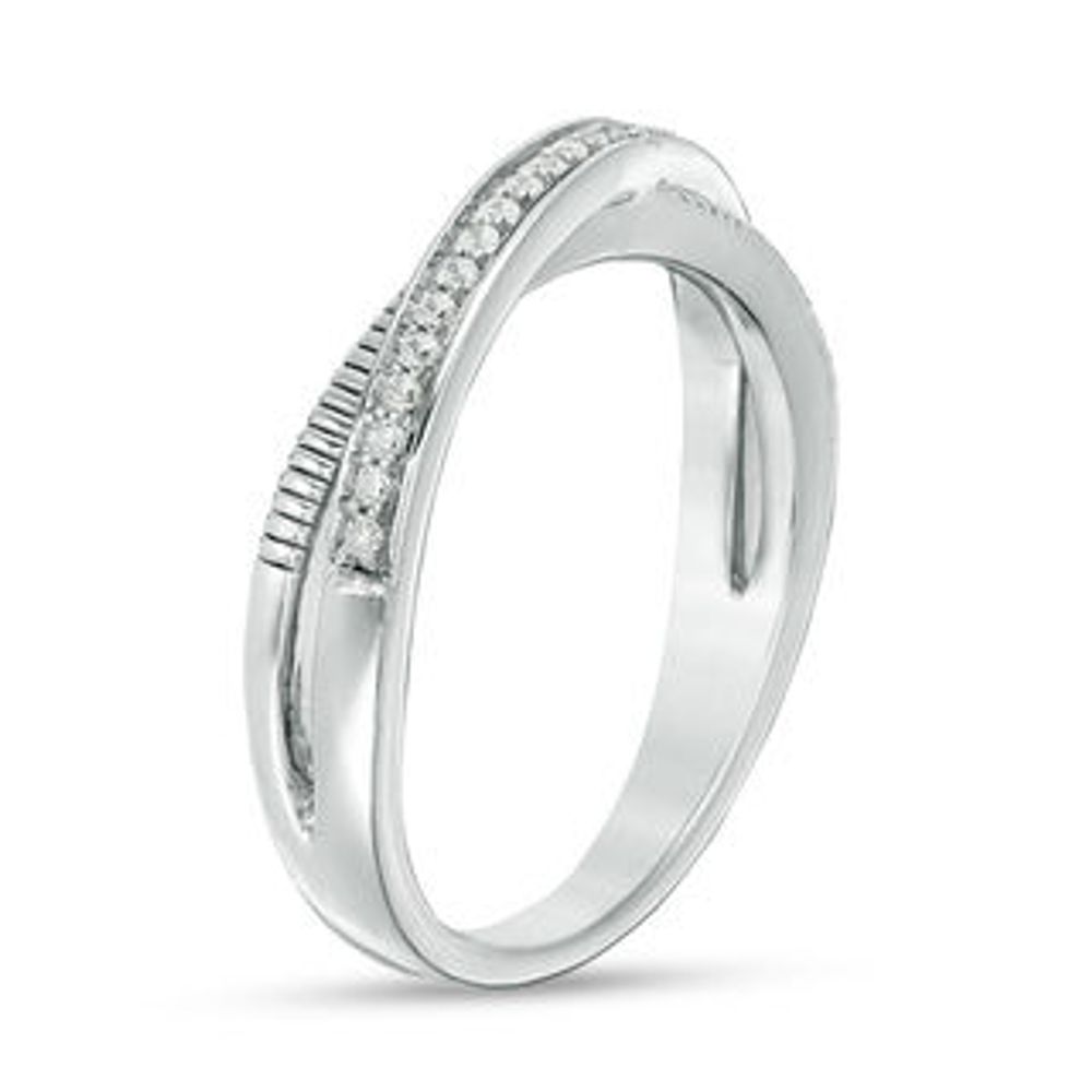 0.117 CT. T.W. Diamond Crossover Band in Sterling Silver|Peoples Jewellers