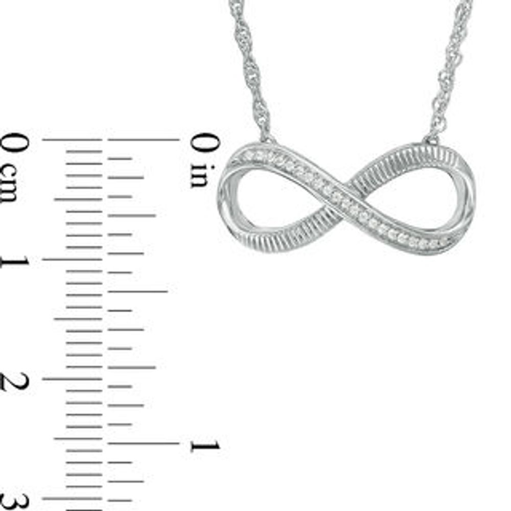 0.04 CT. T.W. Diamond Sideways Infinity Necklace in Sterling Silver - 17.5"|Peoples Jewellers