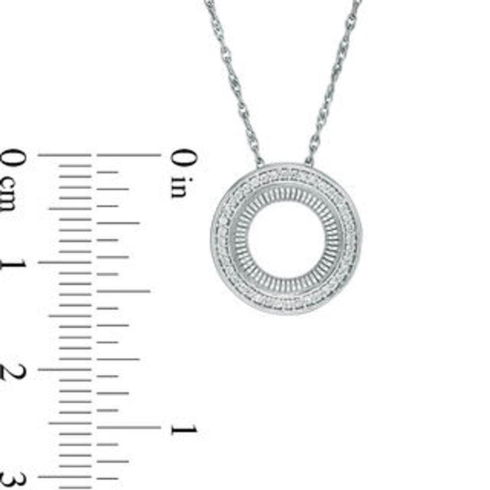 0.088 CT. T.W. Diamond Double Circle Pendant in Sterling Silver|Peoples Jewellers