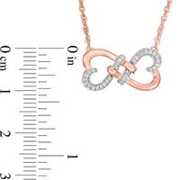 0.086 CT. T.W. Diamond Love Knot Double Heart Necklace in 10K Rose Gold - 17.5"|Peoples Jewellers