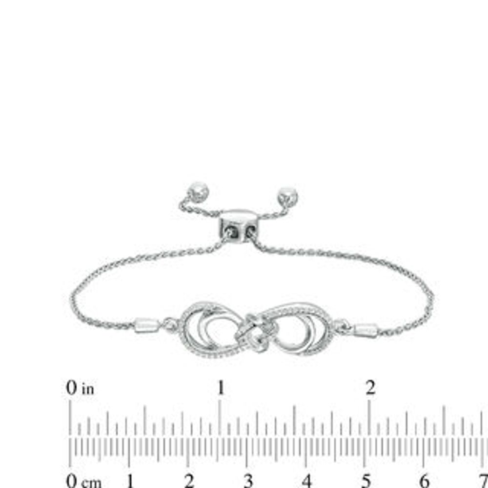 0.18 CT. T.W. Diamond Love Knot Double Infinity Bolo Bracelet in Sterling Silver - 9.5"|Peoples Jewellers