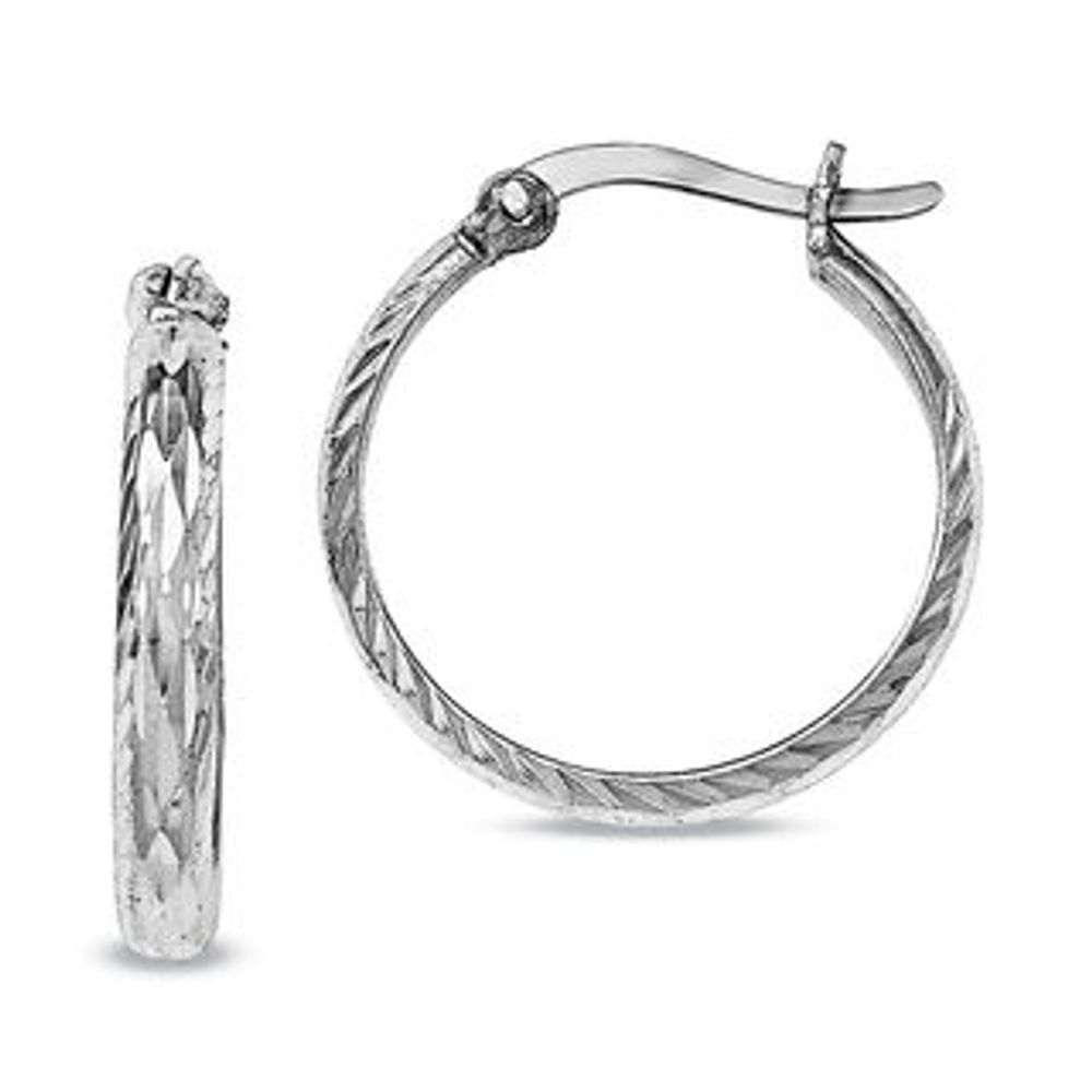 2.5 x 22.0mm Textured Hoop Earrings in Sterling Silver|Peoples Jewellers