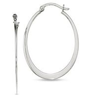 1.0 x 32.0mm Polished Oval Hoop Earrings in Sterling Silver|Peoples Jewellers