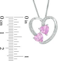 6.0mm Lab-Created Pink Sapphire and Diamond Accent Loop Heart Pendant in Sterling Silver|Peoples Jewellers