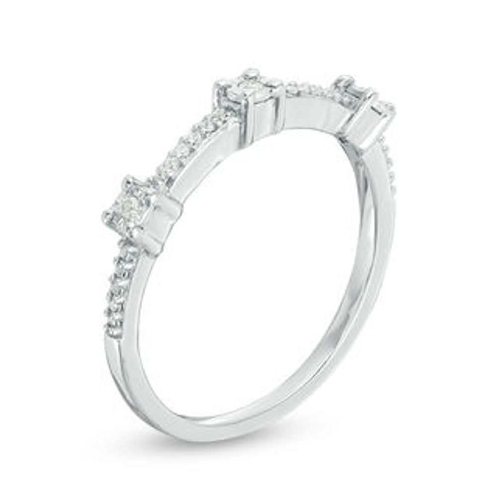 0.04 CT. T.W. Diamond Three Stone Station Band in Sterling Silver|Peoples Jewellers