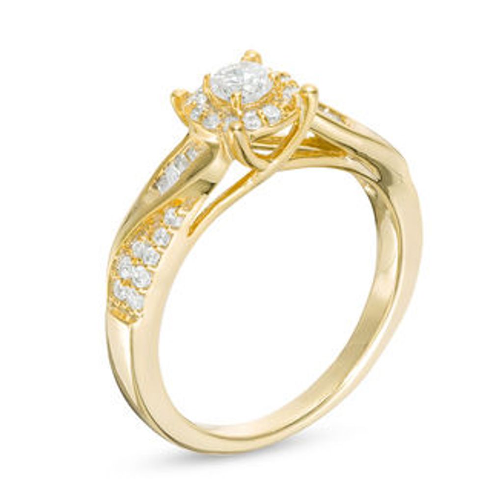 0.45 CT. T.W. Diamond Frame Twist Engagement Ring in 10K Gold|Peoples Jewellers