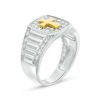 Men's 0.29 CT. T.W. Diamond Cross Signet Ring in 10K Two-Tone Gold|Peoples Jewellers