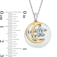 0.04 CT. T.W. Diamond Crescent Moon and Star "Love" Message Pendant in Sterling Silver and 10K Gold|Peoples Jewellers