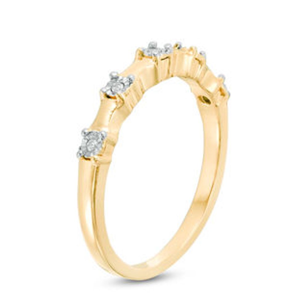 0.04 CT. T.W. Diamond Five Stone Bamboo Anniversary Band in 10K Gold|Peoples Jewellers