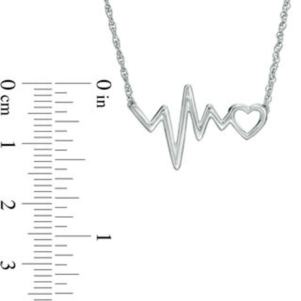 Heart and Heartbeat Necklace in Sterling Silver - 17"|Peoples Jewellers