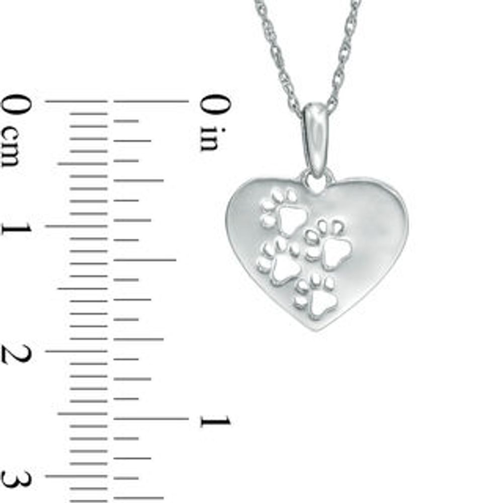 Dog Paw Print Heart Pendant in Sterling Silver|Peoples Jewellers