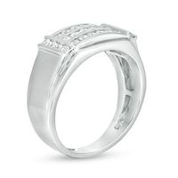 Men's 0.75 CT. T.W. Diamond Triple Row Collar Ring in 10K White Gold|Peoples Jewellers