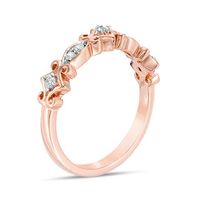 0.085 CT. T.W. Diamond Scroll Stackable Band in 10K Rose Gold|Peoples Jewellers