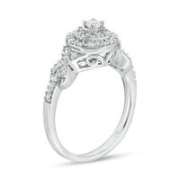 0.37 CT. T.W. Diamond Double Frame "X"-Sides Engagement Ring in 10K White Gold|Peoples Jewellers