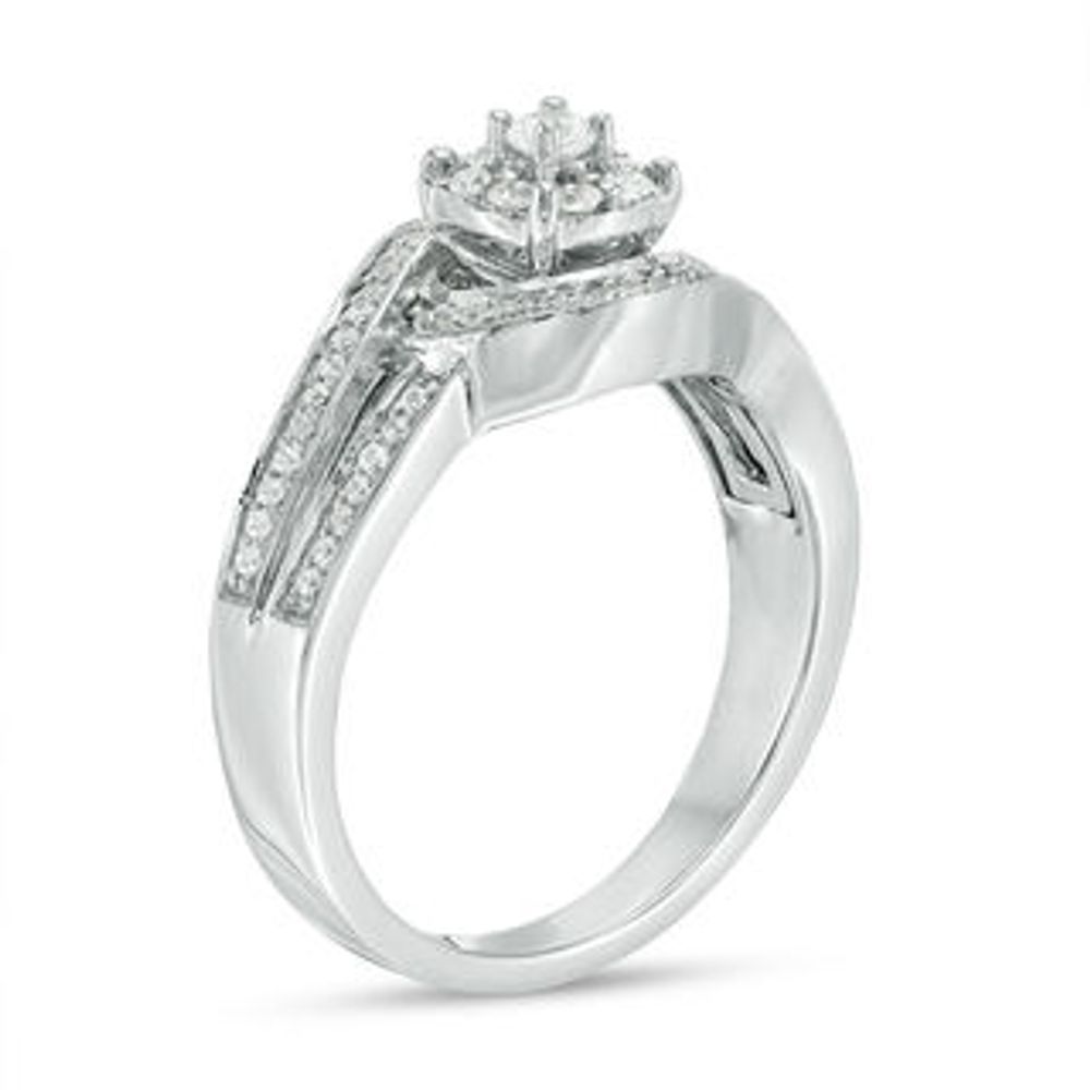 0.29 CT. T.W. Diamond Frame Bypass Engagement Ring in 10K White Gold|Peoples Jewellers