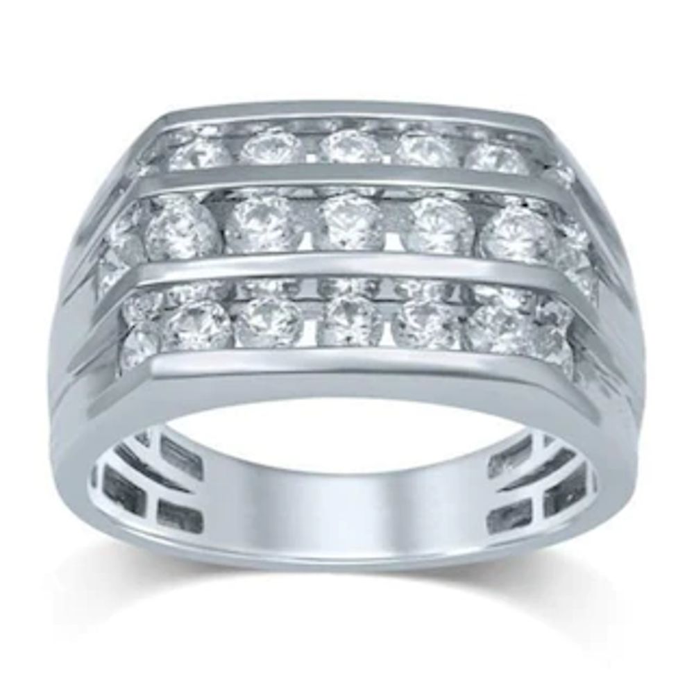 Men's 2.00 CT. T.W. Diamond Triple Row Ring in 10K White Gold|Peoples Jewellers
