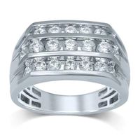 Men's 2.00 CT. T.W. Diamond Triple Row Ring in 10K White Gold|Peoples Jewellers