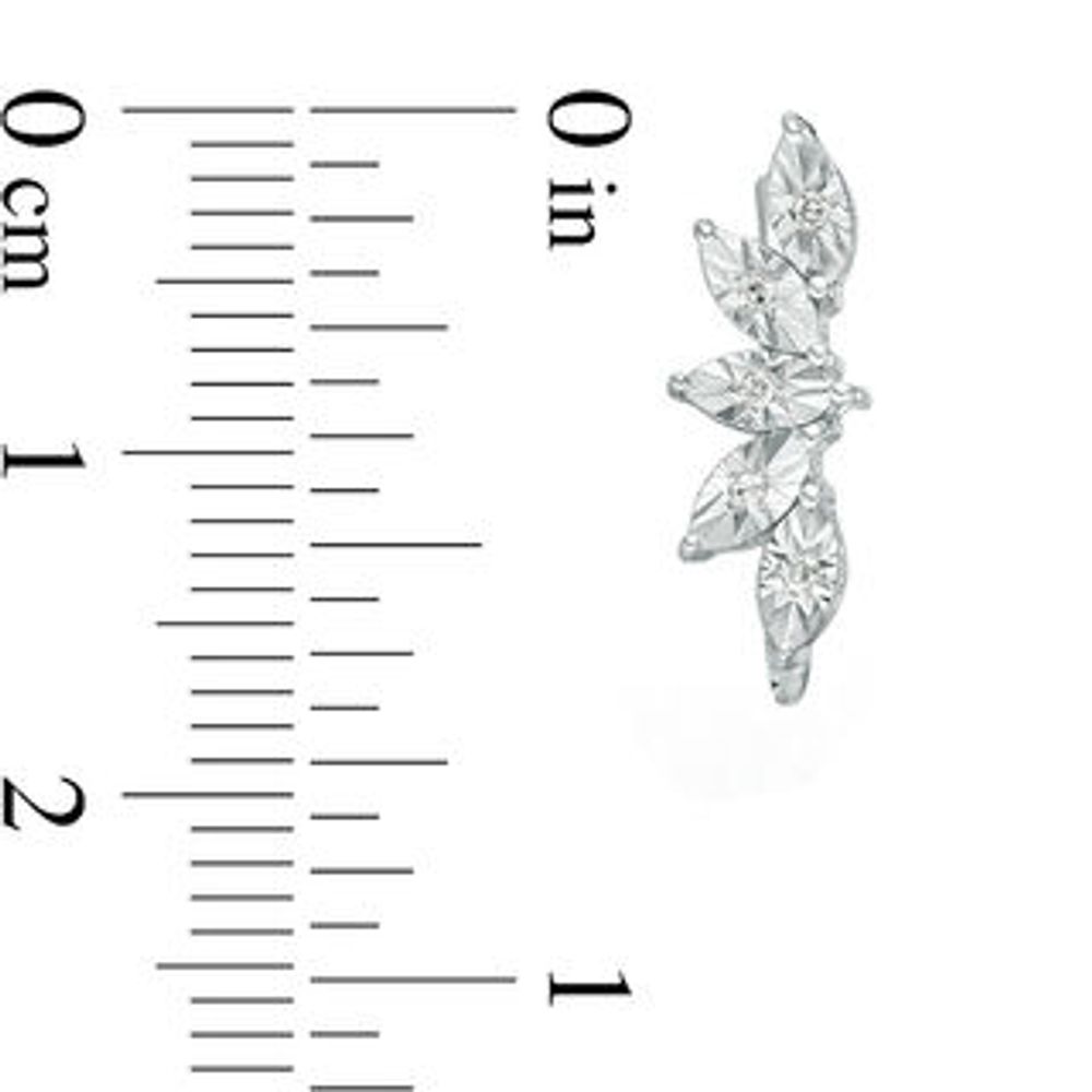 0.04 CT. T.W. Diamond Leaf Fan Crawler Earrings in Sterling Silver|Peoples Jewellers