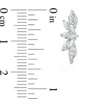 0.04 CT. T.W. Diamond Leaf Fan Crawler Earrings in Sterling Silver|Peoples Jewellers