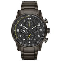 Men's Citizen Eco-Drive® Primo Chronograph Grey IP Watch with Black Dial (Model: CA0687-58E)|Peoples Jewellers