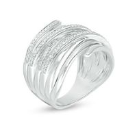 0.15 CT. T.W. Diamond Layered Crossover Wrap Ring in Sterling Silver|Peoples Jewellers