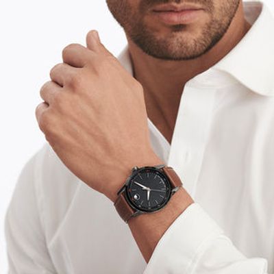 Men's Movado Sport Museum Gunmetal PVD Strap Watch with Black Dial (Model: 0607224)|Peoples Jewellers