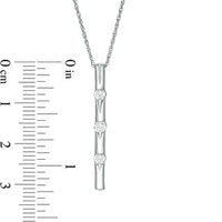 3.0mm Lab-Created White Sapphire Three Stone Bar Pendant in Sterling Silver|Peoples Jewellers