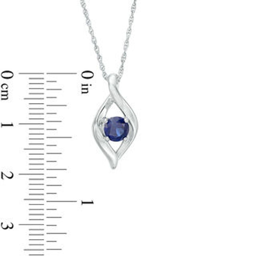 5.0mm Lab-Created Sapphire Open Flame Pendant in Sterling Silver|Peoples Jewellers