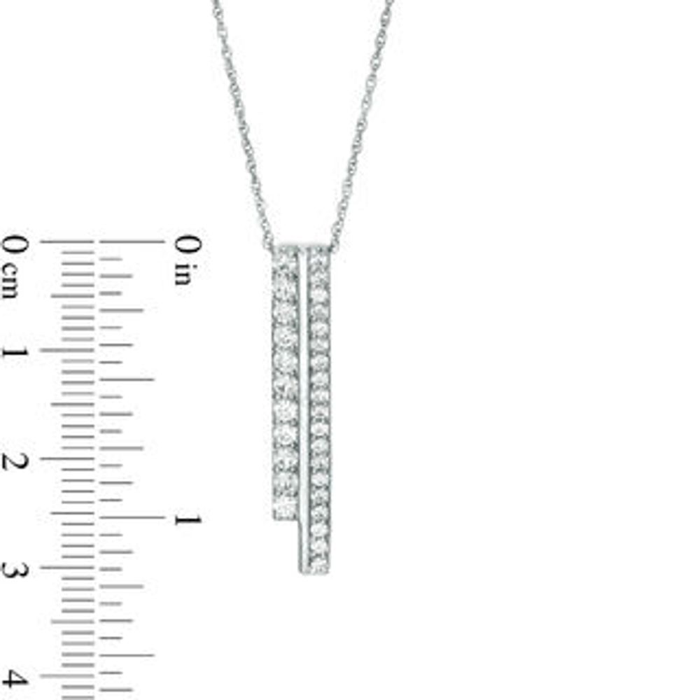 Lab-Created White Sapphire Double Bar Pendant in 10K White Gold|Peoples Jewellers