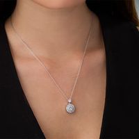 3.9mm Lab-Created White Sapphire Double Frame Drop Pendant in 10K White Gold|Peoples Jewellers