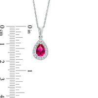 Pear-Shaped Lab-Created Ruby and White Sapphire Frame Pendant in 10K White Gold|Peoples Jewellers