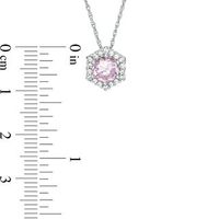 6.0mm Lab-Created Pink and White Sapphire Hexagon Frame Pendant in Sterling Silver|Peoples Jewellers
