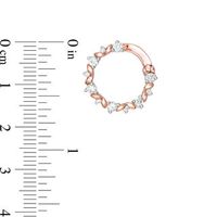 Lab-Created White Sapphire Leaf Motif Circle Hoop Earrings in 10K Rose Gold|Peoples Jewellers