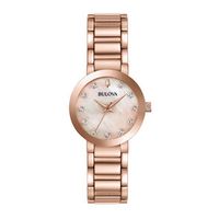 Ladies' Bulova Modern Diamond Accent Rose-Tone IP Watch with Mother-of-Pearl Dial (Model: 97P132)|Peoples Jewellers