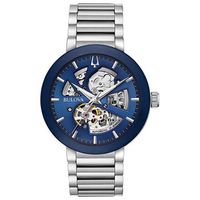 Men's Bulova Modern Automatic Watch with Blue Skeleton Dial (Model: 96A204)|Peoples Jewellers