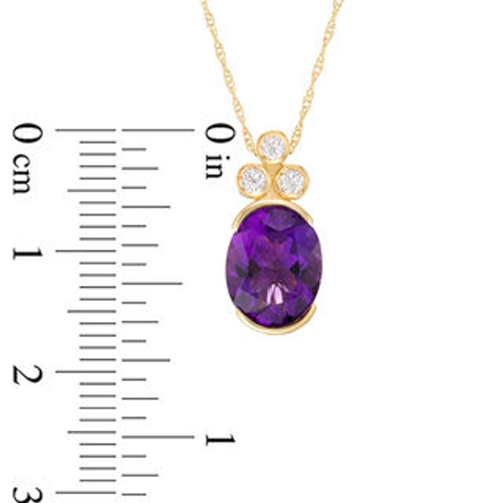 Oval Amethyst and 0.09 CT. T.W. Diamond Tri-Top Pendant in 10K Gold|Peoples Jewellers