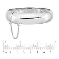 15.0mm Polished Bangle in Sterling Silver with Safety Chain|Peoples Jewellers