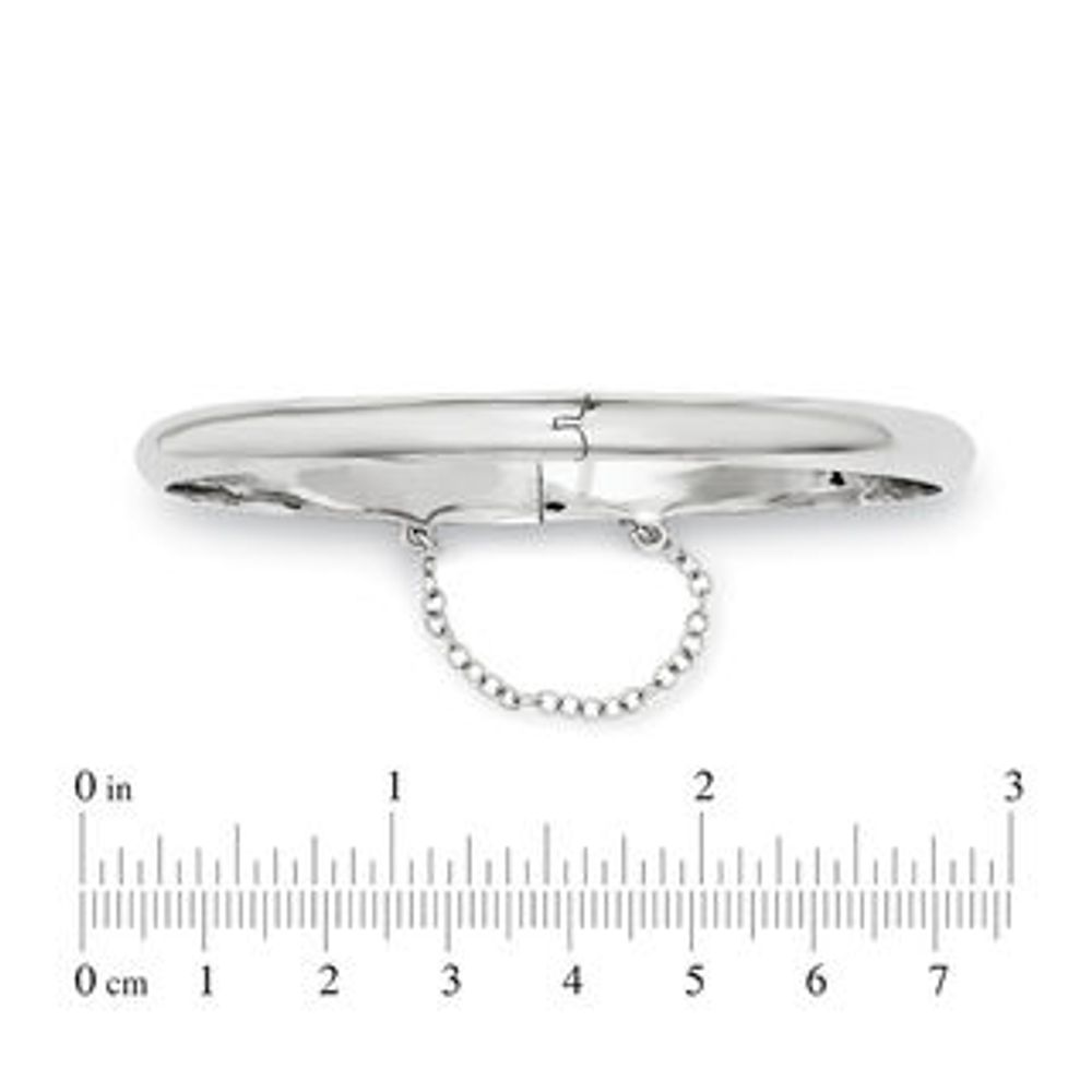 5.0mm Polished Bangle in Sterling Silver with Safety Chain|Peoples Jewellers
