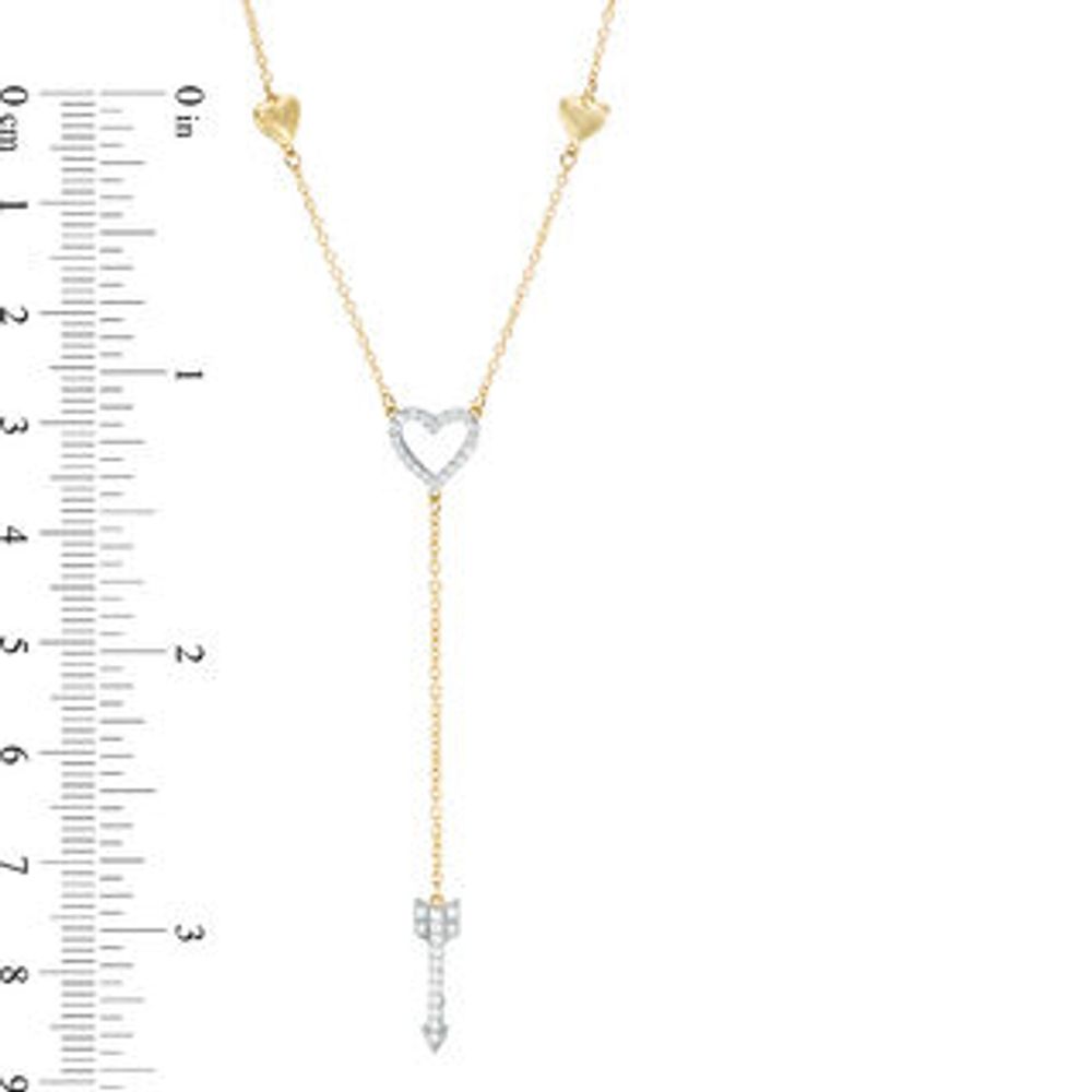 0.15 CT. T.W. Diamond Heart and Arrow "Y" Necklace in 10K Gold - 17.5"|Peoples Jewellers