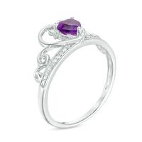5.0mm Heart-Shaped Amethyst and Diamond Accent Tiara Ring in 10K White Gold|Peoples Jewellers