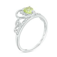 5.0mm Heart-Shaped Peridot and Diamond Accent Tiara Ring in 10K White Gold|Peoples Jewellers