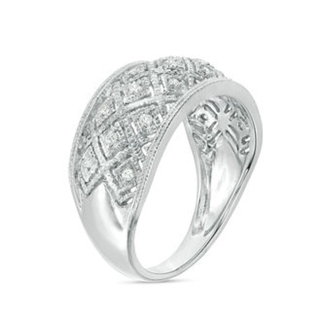 0.085 CT. T.W. Diamond Lattice Vintage-Style Ring in Sterling Silver|Peoples Jewellers